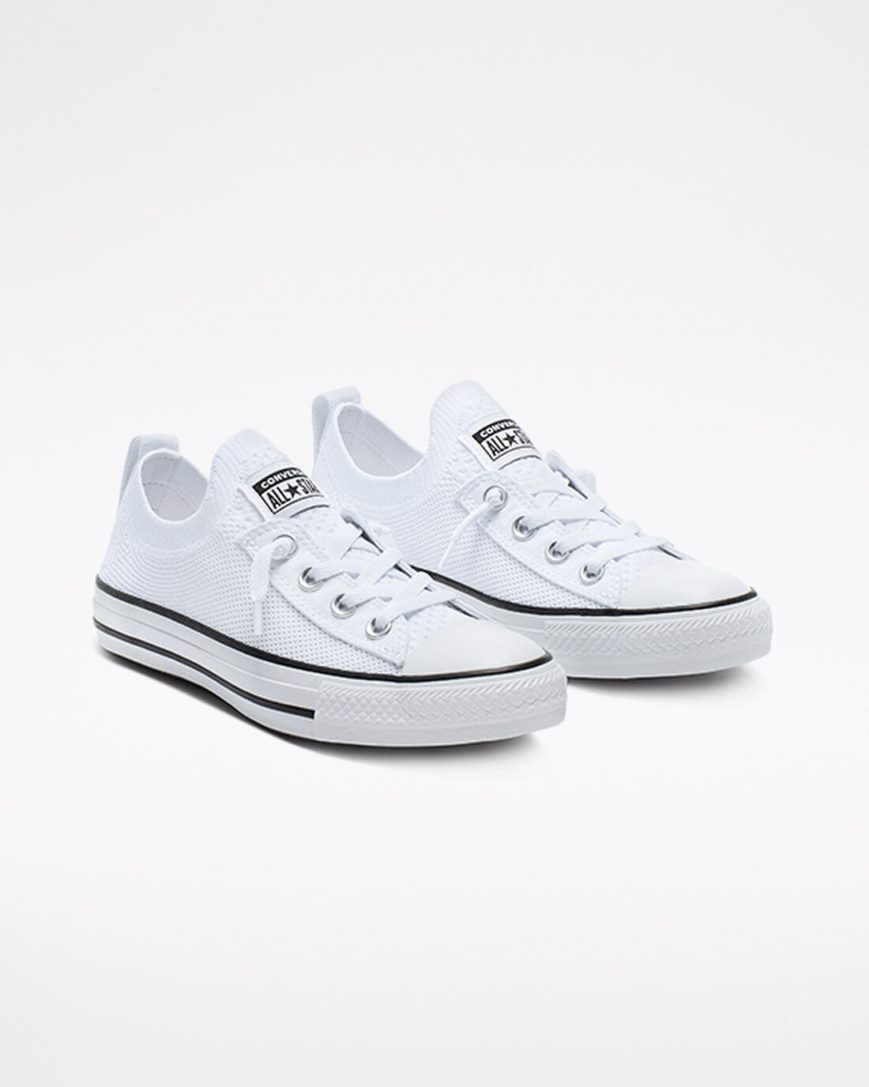 Tenisi Dama Converse Chuck Taylor All Star Shoreline Knit Slip Albi Negrii Albi | RO DTVZA871